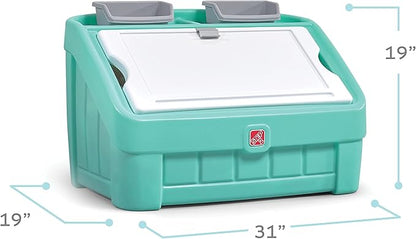Step2 2-in-1 Toy Box & Art Lid, Kids Toy Storage Bin & Organizer, Easel & Chest in One, Made of Durable Plastic, For Toddlers 2+ Years Old, Mint