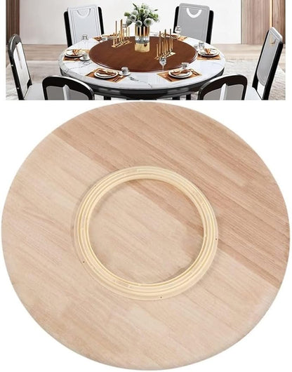 32''Round Walnut Rotating Dinner Platters, Large Lazy Susan Turntable, 360-Degree Smooth Rotation for Kitchens, Dining Rooms