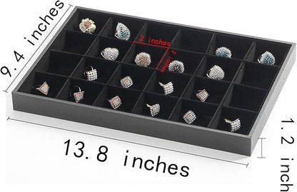 Stratalife Stackable Jewelry Tray 24 Grid Jewelry Organizer Tray Removable Jewelry Display Drawer Organizer Case Storage Showcase for Drawer (24 Grid)