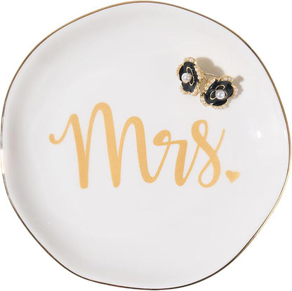 Spegiffu Mrs. Ring Dish Trinket Jewelry Tray Ring Holder Engagement Gifts for Couples Newly Engaged, Bridal Shower Gifts for Bride to be Her Wedding Gifts for Newlyweds Bachelorette Future MRS Gift