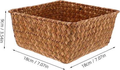 Natural Seagrass Basket Organizer Capacity Kitchen Storage Box for Spices Utensils Desktop Storage Versatile Home Organizer for All Rooms