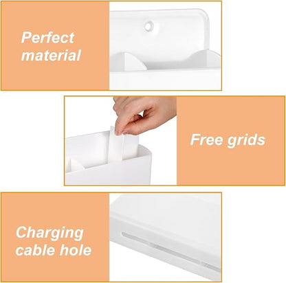 12 Pcs Remote Control Holders Wall Mount Self Adhesive Controller Holder Universal Wall TV Remote Phone Pen Holder Storage Accessories for Home Office School(White)