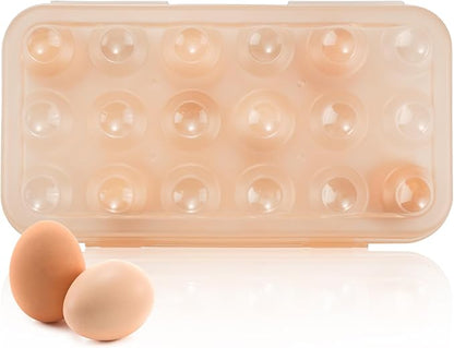 Portable Plastic Egg Storage Box, 18 Tray Shockproof Egg Protector Tray, Folding Eggs Holder Carrier, Eggs Slot Tray Holder Box, for Outdoor Camping Picnic BBQ Hiking(Khaki)