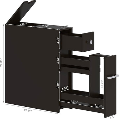 Spirich Slim Bathroom Storage Cabinet, Free Standing Toilet Paper Holder, Bathroom Cabinet Slide Out Drawer, Espresso