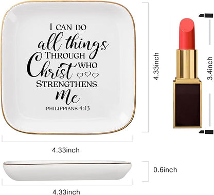 COZITED Christian Gifts for Women Faith Jewelry Dish - I Can Do All Things Through Christ Who Strengthens Me, Inspirational Religious Gifts for Women Birthday Christmas Mothers Day Catholic Gifts