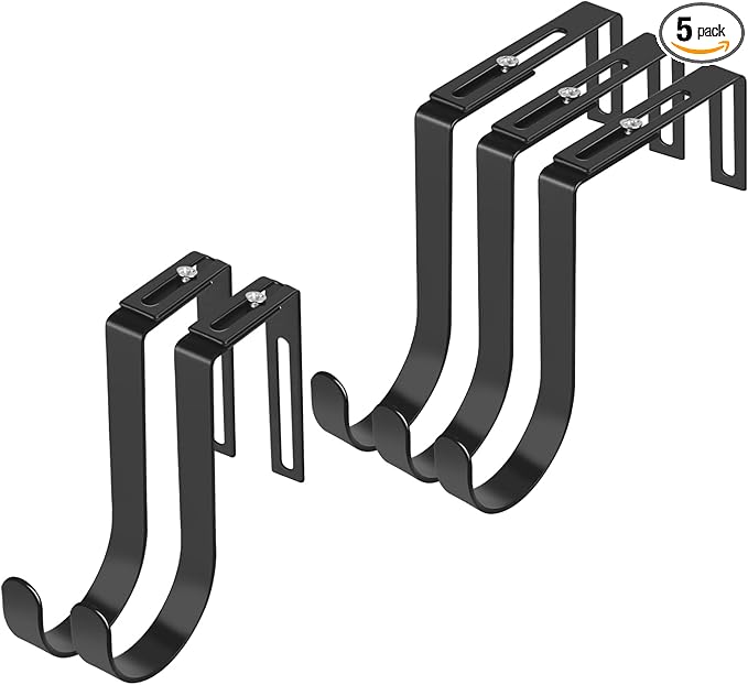 Yinsiskyer Adjustable Over The Door Hooks, Premium Metal Hooks for Hanging, Heavy Duty Door Coat Hangers and Towel Door Hangers, Cubicle Hook fits 1 3/8" to 3 1/2" Longer Panels for Wreath,Black,5 Pcs