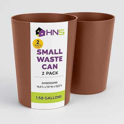 Mini Waste Basket - Pack of 2 Durable Small Plastic Garbage Trash Can Bin - Lidless Open-Top, Slim Profile for Compact Spaces - Suitable for Home, Bathroom, Office, Bedroom & More, Copper
