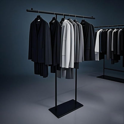 Clothing Display Rack Black Metal Stand for Boutique, Floor-Standing Clothes Hanging Organizer for Garment Costume Coat Storage Retail Display Racks (Black, Medium)