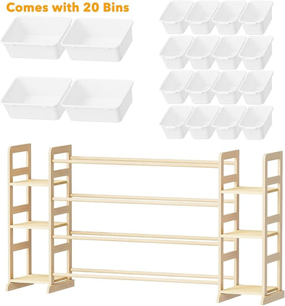 SpaceAid Toy Storage Organizer with 6 Shelves and 20 Bins, Toy Organizers Storage Bookshelf, Kids Bin Shelf Toys Box Bookcase for Bedroom Playroom Organization Room Decor, White