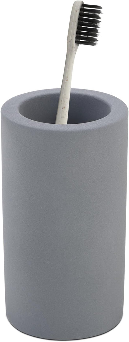 Coengwui Diatomite Toothbrush Holder for Bathroom Sink, Countertop Organizer, Quick Dry Stand Cup for Toothpaste, Razors, Makeup Brushes - Water-Absorbent & Quick-Drying (Dark Grey, Height 4.3")