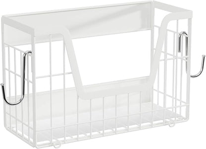 2 Set Magnetic Fridge Shelf, White Magnetic Fruit Basket for Refrigerator Organizer Storage, Potato and Onion Storage Bins, Wire Baskets Magnet Rack for Laundry Washing Machine Kitchen Shelves