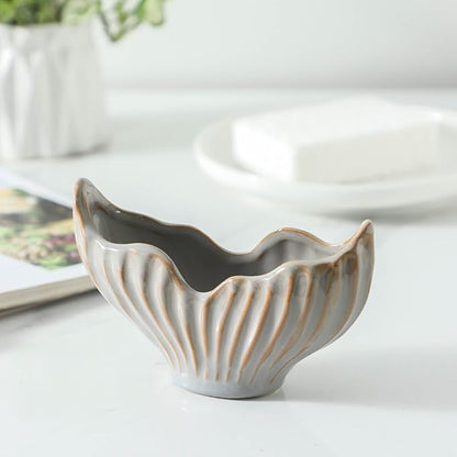 Uiddo Sponge Holder for Kitchen Sink, Ceramic Sponge Holder with Fishtail Design, Sink Sponge Holder Caddy Organizer for Countertop, Farmhouse Kitchen Decor, Compact Kitchen Sponge Holder(Grey)