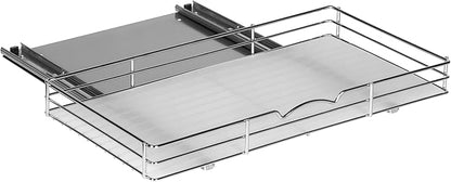 Pull Out Cabinet Organizer for Spices, Cans - Heavy Duty with Lifetime Limited Warranty- Pull Out Spice Rack- Cabinet Pull Out Shelf for Cans,Dishes, Etc, 20-3/8"Wx 10-1/2"D x 2-3/4” H, Chrome