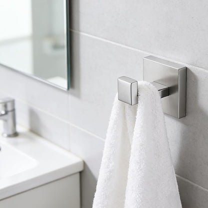6 Pieces Bathroom Accessories Towel Bar SUS304 Stainless Steel Brushed Nickel Towel Holder Wall Mounted Heavy Duty Towel Rack Bathroom Towel Rod Modern Square Base Design(6, Brushed Nickel, 24 Inch)