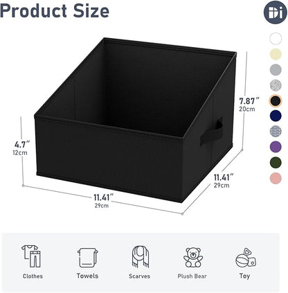 DIMJ Closet Storage Bins 10 Pack - Fabric Storage Baskets for Shelves, Collapsible Clothes Organizer with Handles, Trapezoid Shelf Organization Storage Cubes for Purse, Toys, Books, Towel, Clothes
