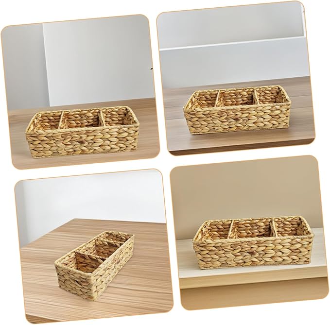 OUNONA Versatile Woven Storage Basket Desk Organizer Cutlery Organizer Basket Storage