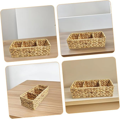 OUNONA Versatile Woven Storage Basket Desk Organizer Cutlery Organizer Basket Storage