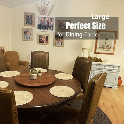 27 Inches Black Walnut Wood Lazy Susan Organizer, Solid Wooden Round Turntable, Rotating Tray for Table Top/Counter Top