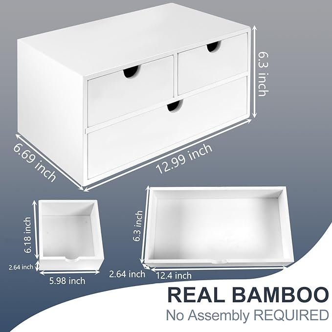 Desk Organizer with Drawers Countertop Drawer Organizer Drawers for Desk Top Home Office Workspace Bathroom Toiletries Supplies (white)