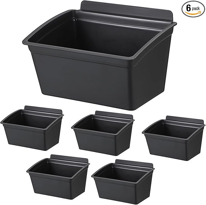 Sumnacon Slatwall Bins 6 Pcs Slatwall Organizer for Garage Plastic Slatwall Storage Bins for Storing Garage Accessories Multiple Stackable Slatwall Tool Organizer for Workshops,Retail Store,Black