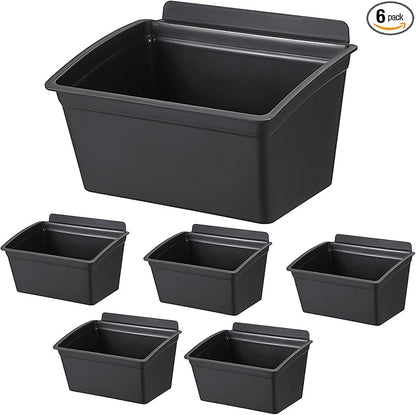 Sumnacon Slatwall Bins 6 Pcs Slatwall Organizer for Garage Plastic Slatwall Storage Bins for Storing Garage Accessories Multiple Stackable Slatwall Tool Organizer for Workshops,Retail Store,Black