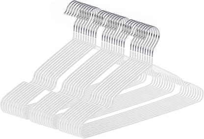 gofuch Ultra-Thin Metal Hangers, 30 Pack Non-Slip PVC Coated Space Saving Clothes Hangers for Closet, 16 inch Wide for Suits, Dresses, Jackets（White）