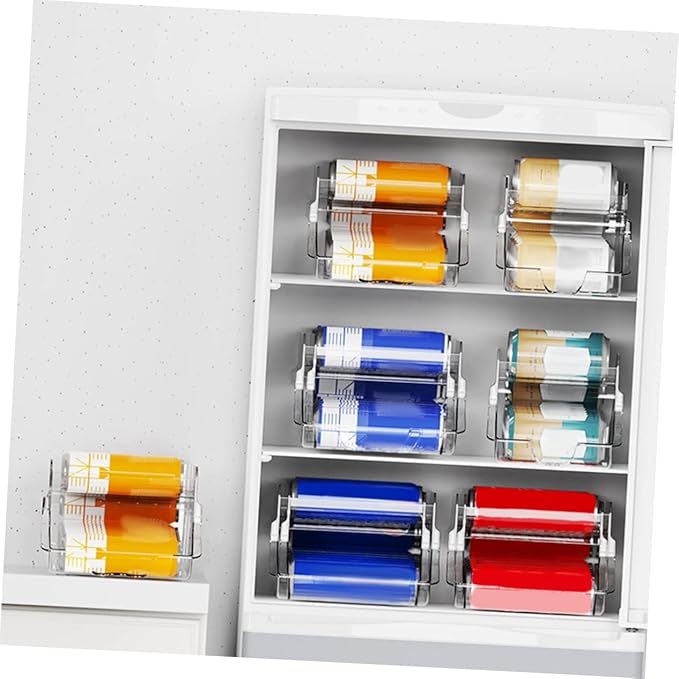 Mobestech Beverage Can Dispenser Clear Soda Storage Rack Double Organizer for Refrigerator Efficient Drink Holder for Pantry Space Saving Canned Drinks Storage