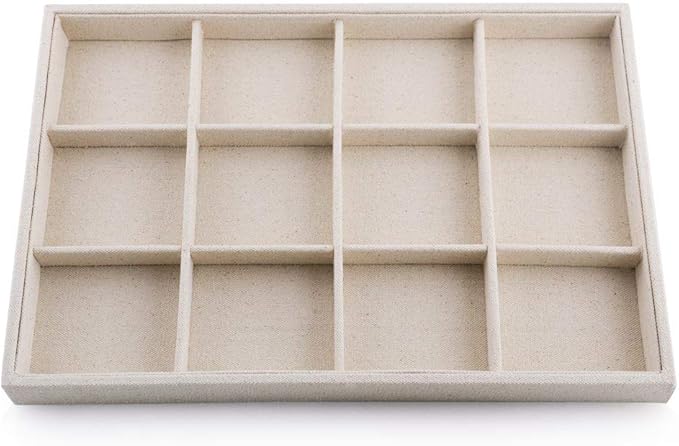 Oirlv Stackable 12 Girds Jewelry Trays Jewelry Storage Tray Showcase Display Organizer(13.8" X 1.4"X 9.4")