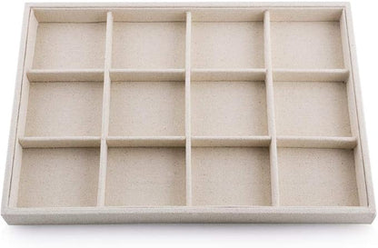 Oirlv Stackable 12 Girds Jewelry Trays Jewelry Storage Tray Showcase Display Organizer(13.8" X 1.4"X 9.4")