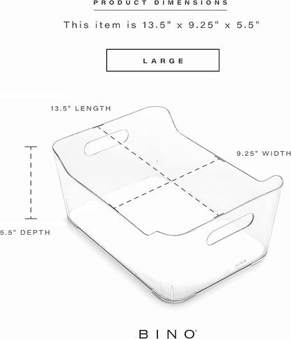 BINO | Plastic Storage Bins, Large - 12 Pack | THE SOHO COLLECTION | Multi-Use Organizer Bins | Built-in Handles | BPA-Free | Pantry Organization | Home Organization | Fridge Organizer | Freezer Org