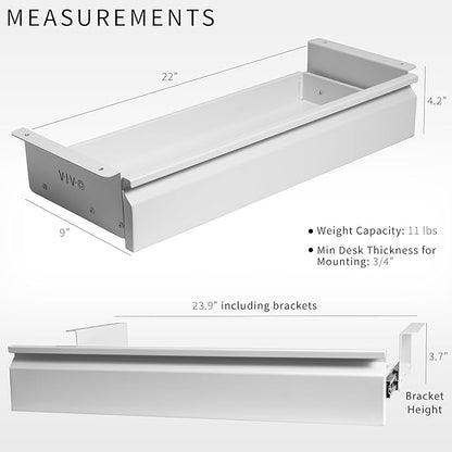 VIVO 22 inch Under Desk Slide Out Drawer Without Shell, Home Office Storage Organizer, White, DESK-AC03A-22W