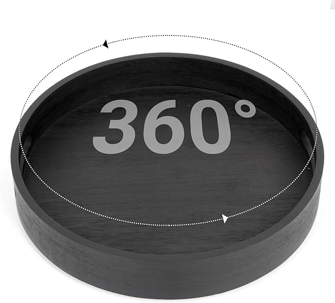 10in Bamboo Lazy Susan Pantry Turntable Organizer and Storage with Tall Side Anti Fall for Countertop and Spice Organization for Table Top Round Seasoning Condiment Tray for Kitchen (Black Bamboo)