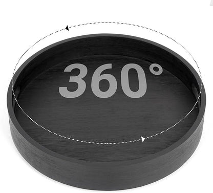 10in Bamboo Lazy Susan Pantry Turntable Organizer and Storage with Tall Side Anti Fall for Countertop and Spice Organization for Table Top Round Seasoning Condiment Tray for Kitchen (Black Bamboo)