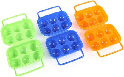 FantasyDay 6 Grids Egg Holder - Sturdy Shockproof Durable Carton Container With Lid for Refrigerator - Large Capacity Organizer Box for Home Kitchen Outdoor Picnic Hiking Storage