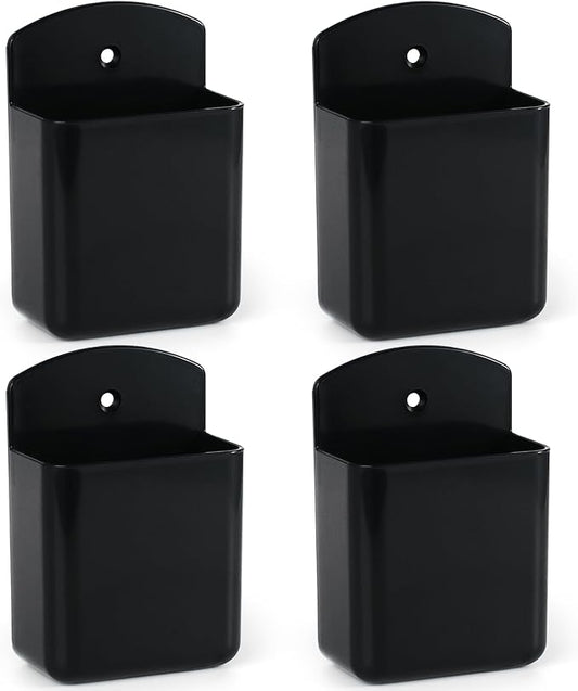 4 Pcs Remote Control Holder Wall Mount, TV Controller Holder, Self Adhesive Remote Holder, Wall Pen Holder Storage Accessories for Home Office School (Black)
