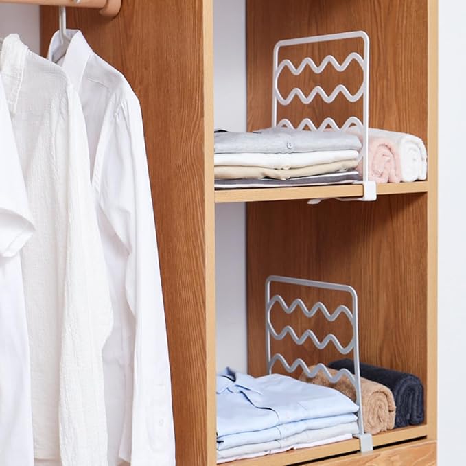 Zerodeko Closet Shelf Divider Sturdy Plastic Separator for Organizing Clothes Towels Accessories for Kitchen Cabinets Libraries Office Storage Random