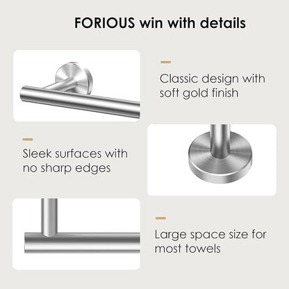 FORIOUS Towel Bar Wall Mounted, Stainless Steel Towel Racks for Bathroom, Includes Wall Mounting Hardware (Stainless Steel, 23 Inch)