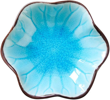 JAMEND CLXP Ice Cracking Leaf Jewelry Dish, Decorative Ring Holder Small Trinket Tray Bowl, Gifts for Daughter Mom Friends, Lake Blue.