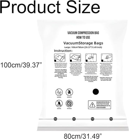 Weejian 6 Jumbo Vacuum Storage Seal Bags, Space Saver Bags with Travel Hand Pump, Compression Airtight Sealer Bags for Clothes, Bedding, Pillows, Comforters, Blankets