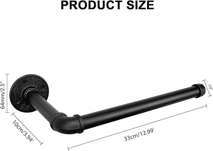 Industrial Iron Pipe Kitchen Paper Towel Holder, Vintage Farmhouse Heavy Duty DIY Industrial Rustic Wall Mount Paper Towel Rack for Kitchen Bathroom (1, Black)