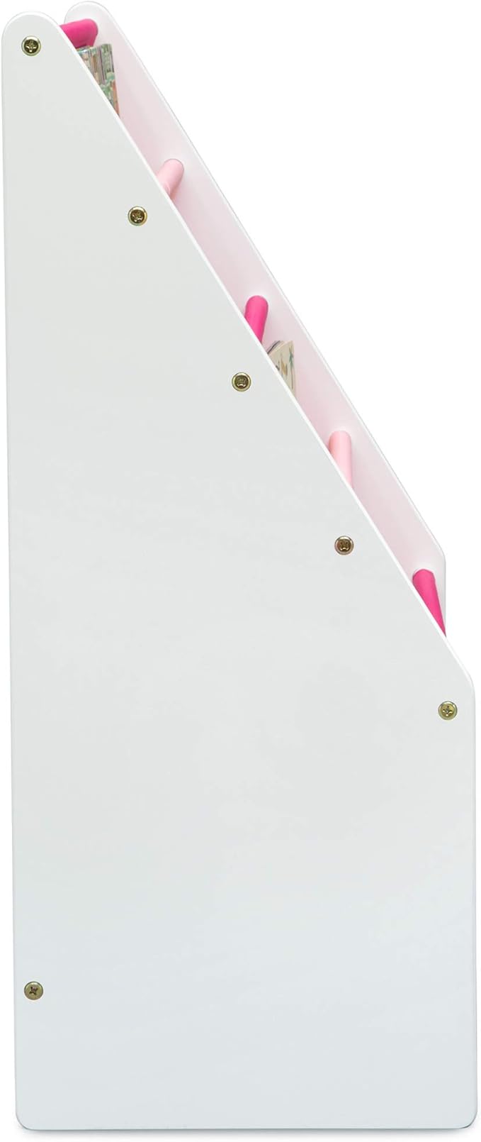 Delta Children Sling Rack Bookshelf for Kids - Easy-to-Reach Storage for Magazines or Coloring Books - Ideal for Playrooms & Homeschooling - Greenguard Gold Certified, White/Pink