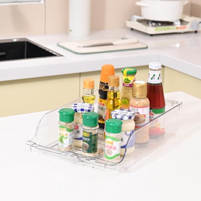 Soda Can Organizer for Refrigerator, Fridge Organizer Bins Drink Organizer, Clear Width Adjustable Stackable Can Holder Dispenser for Beer Soda Seltzer Pop Can Soda