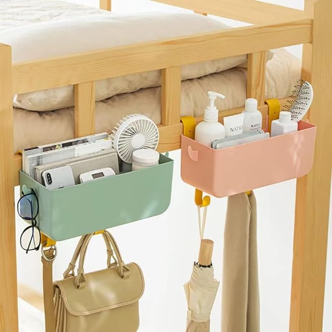 HYOATREA Bunk Bed Shelf, Kids Bunk Bed Caddy | Bedside Caddy for Dorm Bed Loft Bed Rail | Top Bunk Accessories (Yellow)