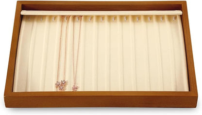 Yinbeini Necklace Organizer, Wood Jewelry Tray,White Necklace Display For Selling,Premium Stackable Jewelry Organizer Trays