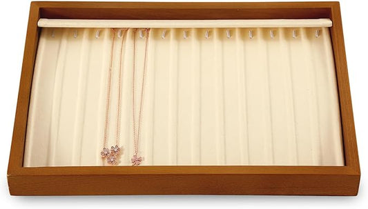 Yinbeini Necklace Organizer, Wood Jewelry Tray,White Necklace Display For Selling,Premium Stackable Jewelry Organizer Trays