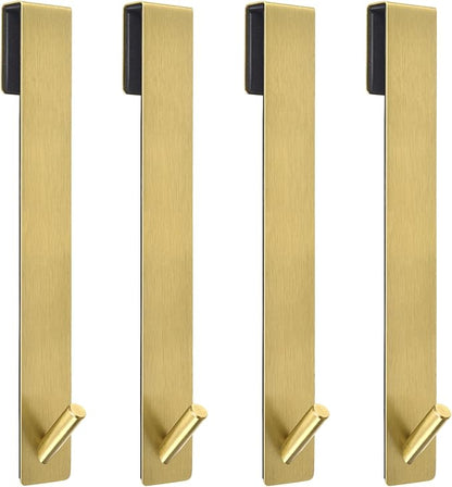 Kontoyo 10 Inch Extended Over Door Hooks, Stainless Steel Towel Hooks, Heavy Duty Rack Hooks for Robe, Towel - 4 Pack - Gold