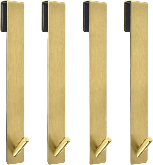 Kontoyo 10 Inch Extended Over Door Hooks, Stainless Steel Towel Hooks, Heavy Duty Rack Hooks for Robe, Towel - 4 Pack - Gold