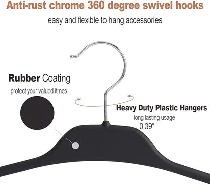 ELONG HOME Belt Hanger, Tie Rack for Closet, Sturdy Belt Organizer with 360 Degree Swivel, 11 Large Sturdy Belt Hooks, Non Slip Rubberized Belt Rack, Black