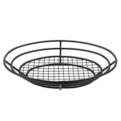 G.E.T. 4-38814 Black Oval Metal Wire Basket Iron Powder Coated Wire Baskets Collection