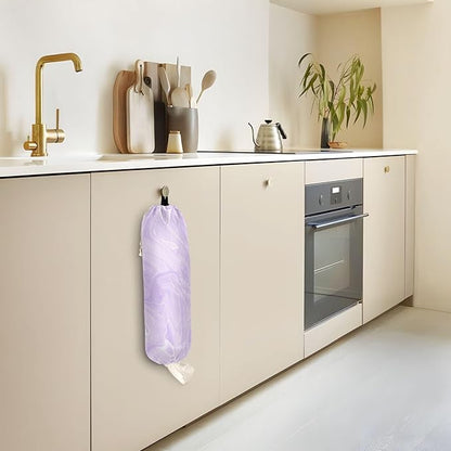 2-Pack Marble Purple Plastic Bag Holder - Wall Mount Grocery & Trash Bag Dispenser - 22 x 9 Inch